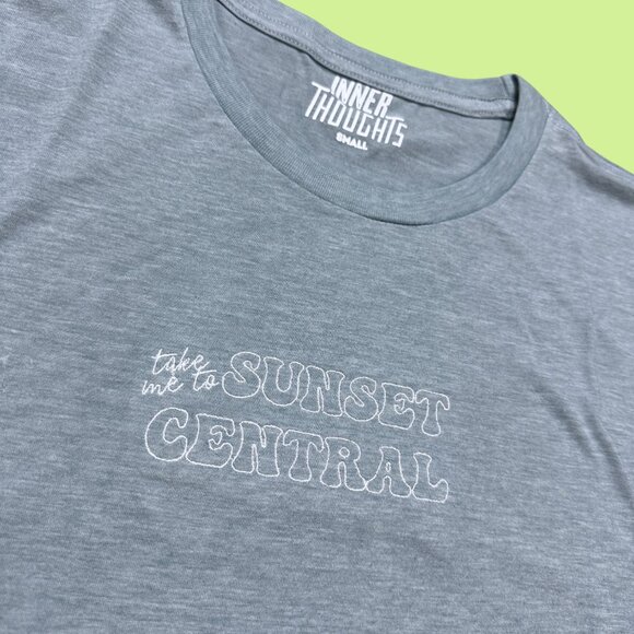 Inner Thoughts Light Blue Embroidered Take Me To Sunset Central Cropped Tee - Picture 2 of 6